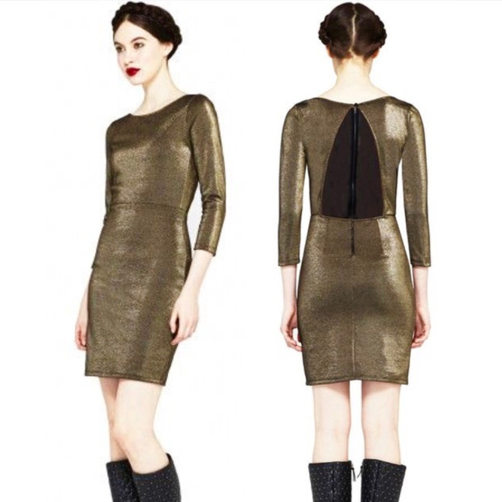 ALICE + OLIVIA Ali Cameo Metallic Mini Dress